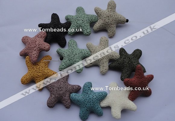 CLV37 14 inches 10*36mm star multicolor natural lava beads wholesale