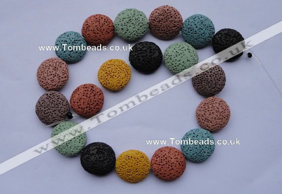 CLV39 15 inches 7*20mm flat round multicolor natural lava beads wholesale