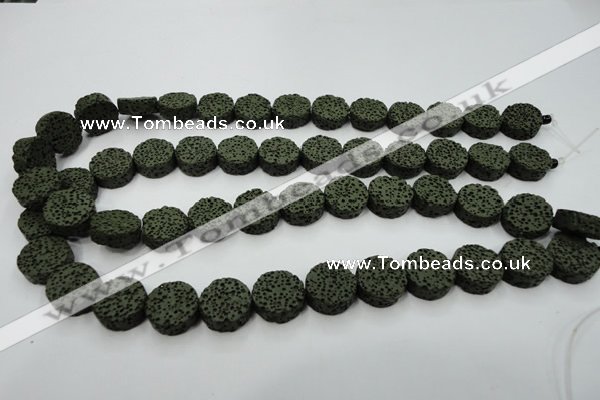 CLV400 15.5 inches 6*15mm coin dyed lava beads wholesale