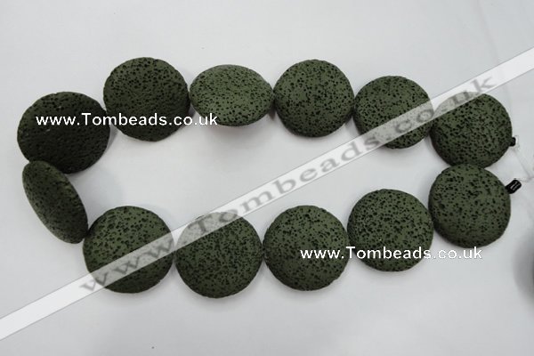 CLV405 15.5 inches 32mm flat round dyed lava beads wholesale