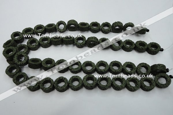 CLV408 15.5 inches 8*15mm donut dyed lava beads wholesale