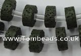 CLV410 15.5 inches 6*15mm tyre dyed lava beads wholesale