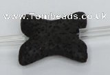 CLV42 15.5 inches 28*32mm butterfly-shaped black natural lava beads