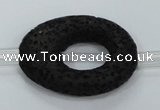 CLV43 15.5 inches 25*33mm oval black natural lava beads wholesale