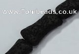 CLV45 15.5 inches 12*20mm pillow-shaped black natural lava beads