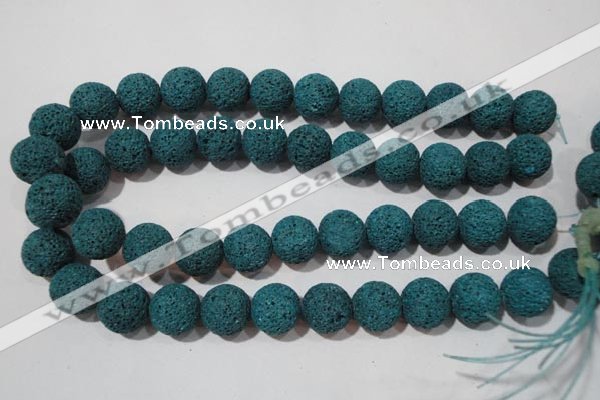 CLV455 15.5 inches 14mm round dyed blue lava beads wholesale