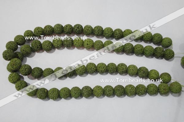 CLV461 15.5 inches 10mm round dyed green lava beads wholesale