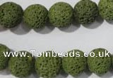 CLV462 15.5 inches 12mm round dyed green lava beads wholesale