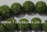 CLV463 15.5 inches 14mm round dyed green lava beads wholesale