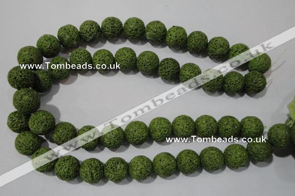 CLV463 15.5 inches 14mm round dyed green lava beads wholesale