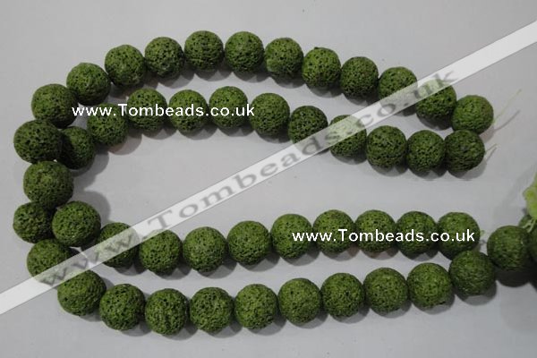 CLV464 15.5 inches 16mm round dyed green lava beads wholesale