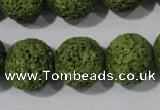 CLV465 15.5 inches 18mm round dyed green lava beads wholesale