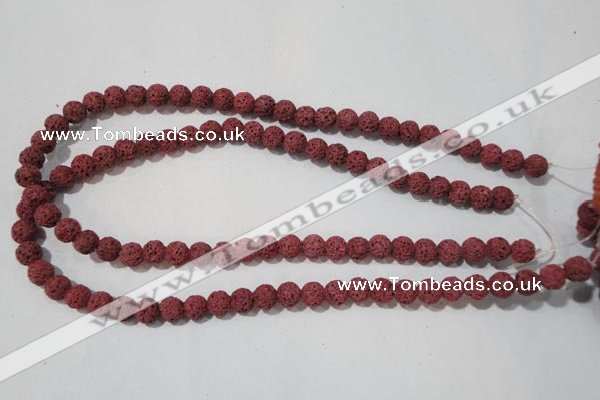 CLV468 15.5 inches 8mm round dyed red lava beads wholesale