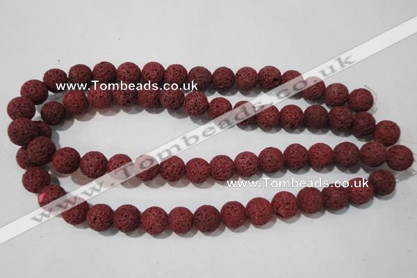 CLV469 15.5 inches 10mm round dyed red lava beads wholesale