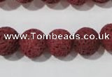 CLV470 15.5 inches 12mm round dyed red lava beads wholesale