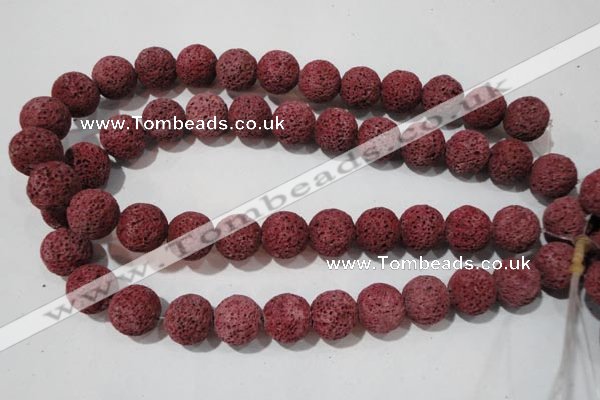 CLV472 15.5 inches 16mm round dyed red lava beads wholesale