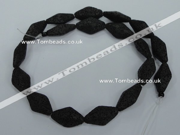 CLV48 15 inches 13*23mm rhombus black natural lava beads wholesale