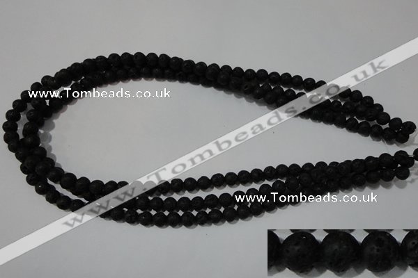 CLV483 15.5 inches 6mm round black lava beads wholesale