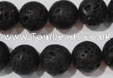 CLV487 15.5 inches 14mm round black lava beads wholesale