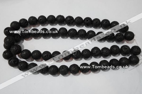 CLV487 15.5 inches 14mm round black lava beads wholesale