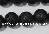 CLV488 15.5 inches 16mm round black lava beads wholesale