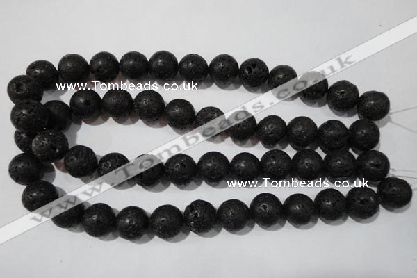 CLV488 15.5 inches 16mm round black lava beads wholesale