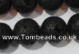 CLV489 15.5 inches 18mm round black lava beads wholesale