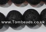 CLV490 15.5 inches 20mm round black lava beads wholesale