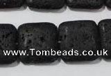 CLV495 15.5 inches 20*20mm square black lava beads wholesale