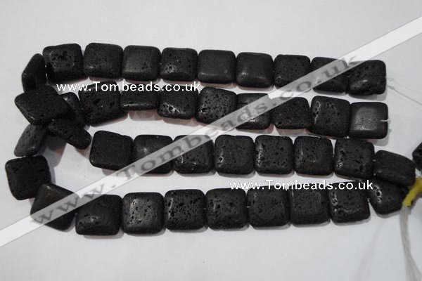 CLV495 15.5 inches 20*20mm square black lava beads wholesale