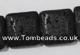 CLV496 15.5 inches 25*25mm square black lava beads wholesale