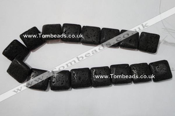 CLV496 15.5 inches 25*25mm square black lava beads wholesale