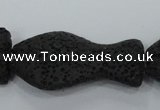 CLV50 15 inches 20*35mm pisciform black natural lava beads wholesale