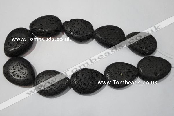 CLV515 15.5 inches 30*40mm flat teardrop black lava beads wholesale