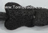 CLV52 15 inches 25*30mm butterfly-shaped black natural lava beads