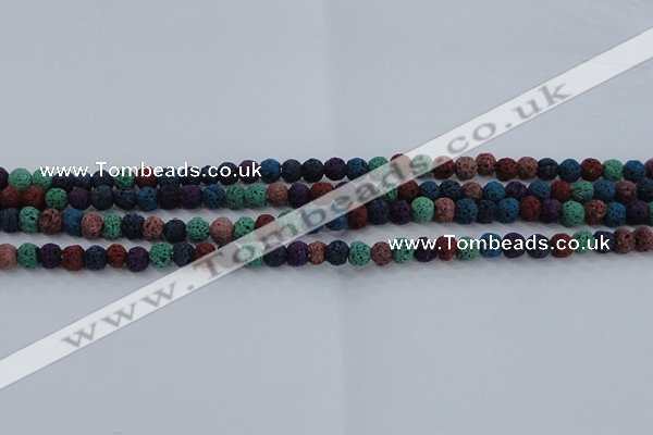 CLV520 15.5 inches 4mm round mixed lava beads wholesale