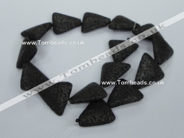 CLV53 15 inches 26*28mm triangle black natural lava beads wholesale