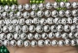 CLV531 15.5 inches 6mm round plated lava beads wholesale