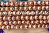 CLV532 15.5 inches 6mm round plated lava beads wholesale