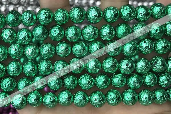 CLV537 15.5 inches 6mm round plated lava beads wholesale