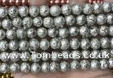 CLV540 15.5 inches 8mm round plated lava beads wholesale