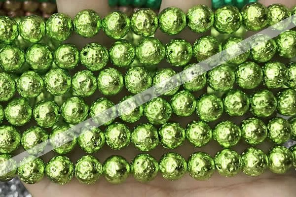 CLV556 15.5 inches 10mm round plated lava beads wholesale