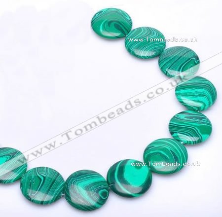 CMA08 15.5 inches 25mm coin imitate malachite beads wholesale