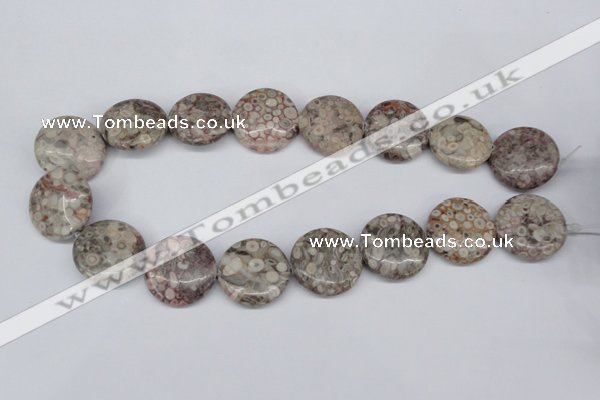 CMB12 15.5 inches 25mm flat round natural medical stone beads