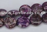 CMB30 15.5 inches 14mm flat round dyed natural medical stone beads