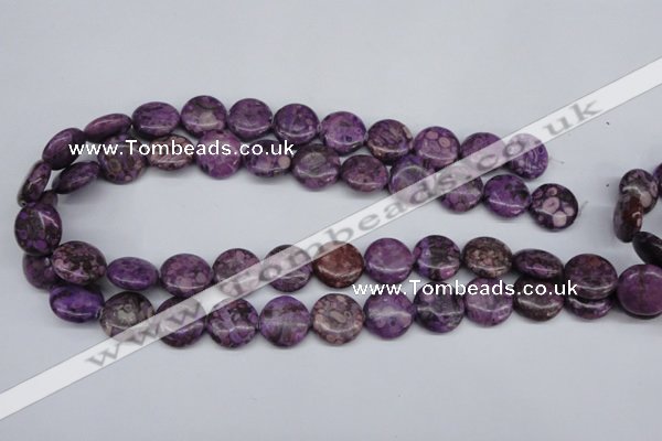 CMB31 15.5 inches 16mm flat round dyed natural medical stone beads