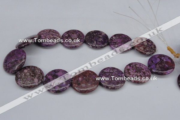 CMB33 15.5 inches 30mm flat round dyed natural medical stone beads