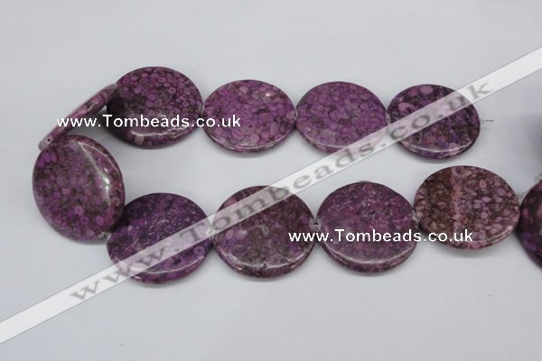 CMB34 15.5 inches 40mm flat round dyed natural medical stone beads