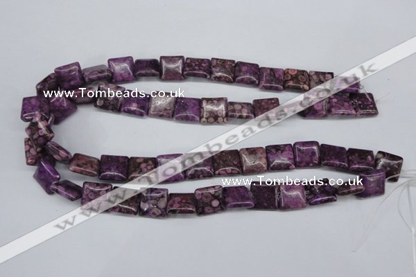 CMB37 15.5 inches 14*14mm square dyed natural medical stone beads