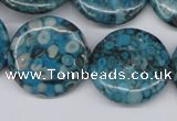 CMB44 15.5 inches 25mm flat round dyed natural medical stone beads